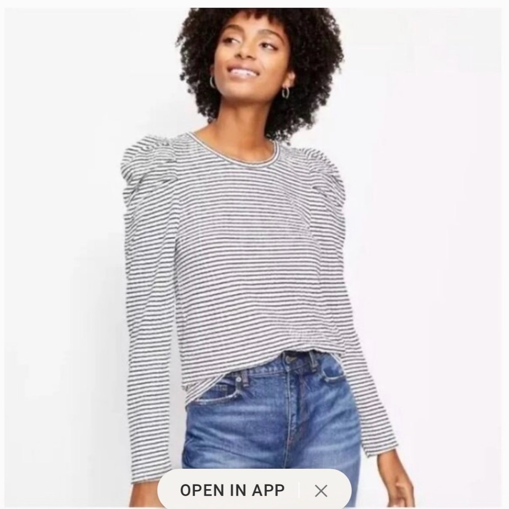 LOFT Black and White Striped Top
